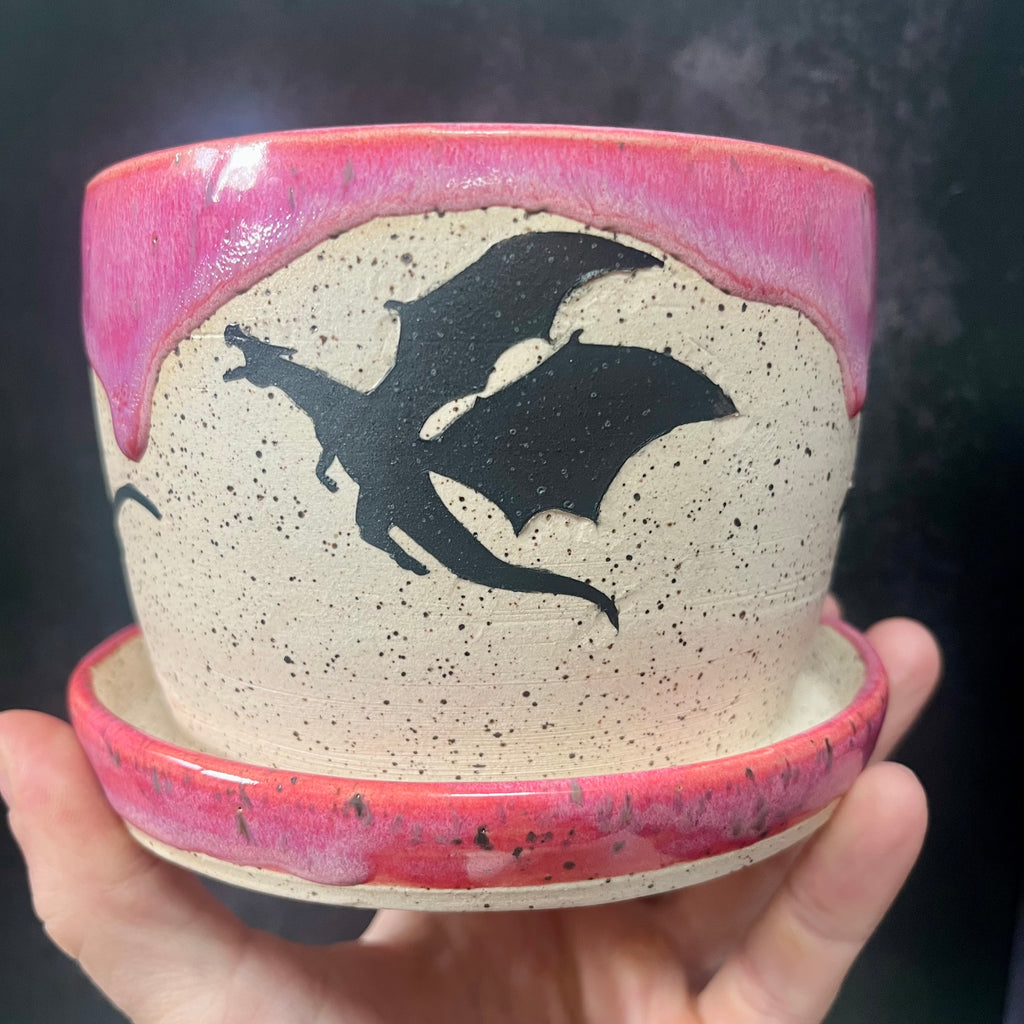 Hot Pink Three Dragon Planter