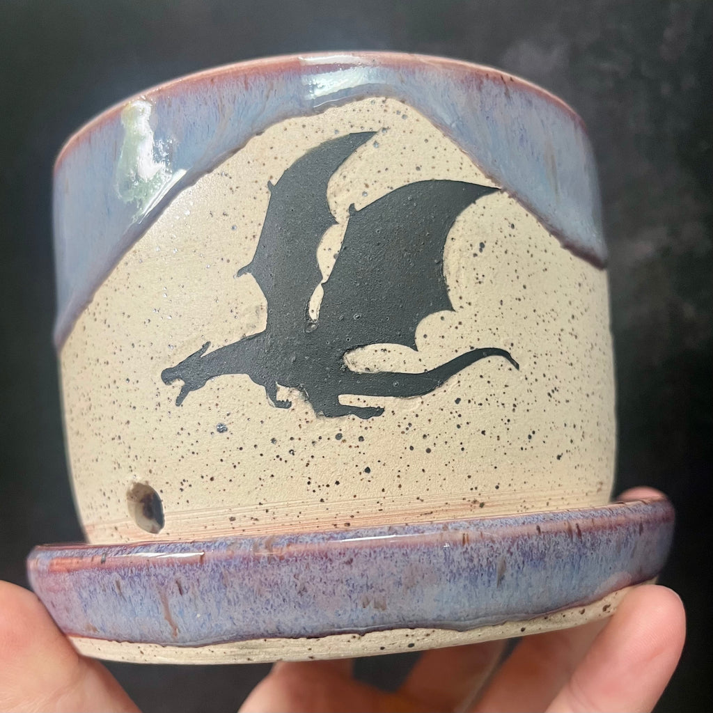 Periwinkle Three Dragon Planter