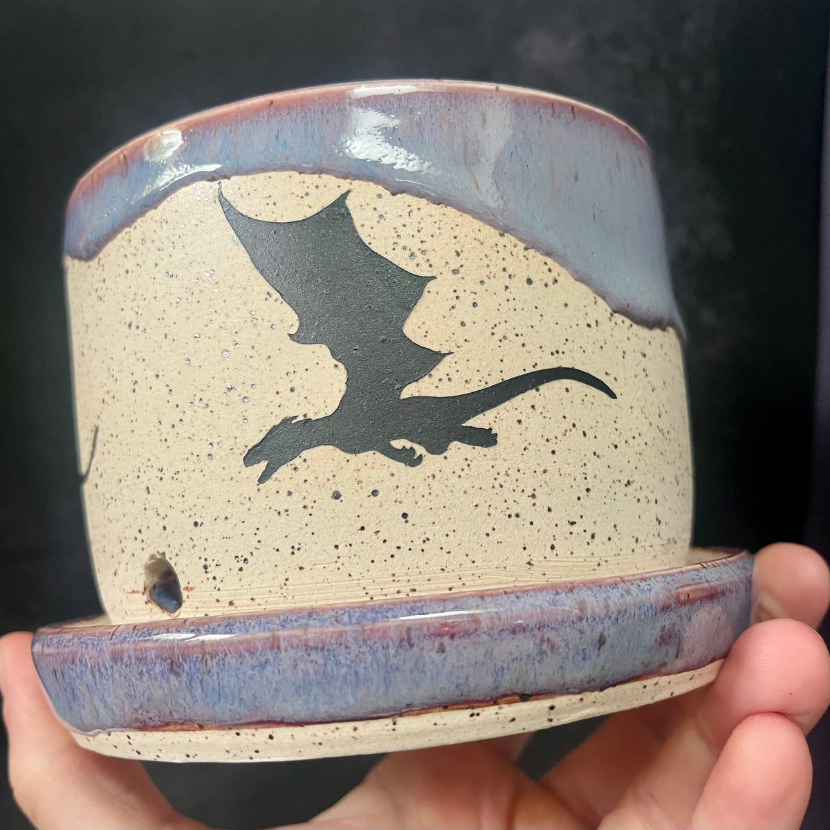 Periwinkle Three Dragon Planter