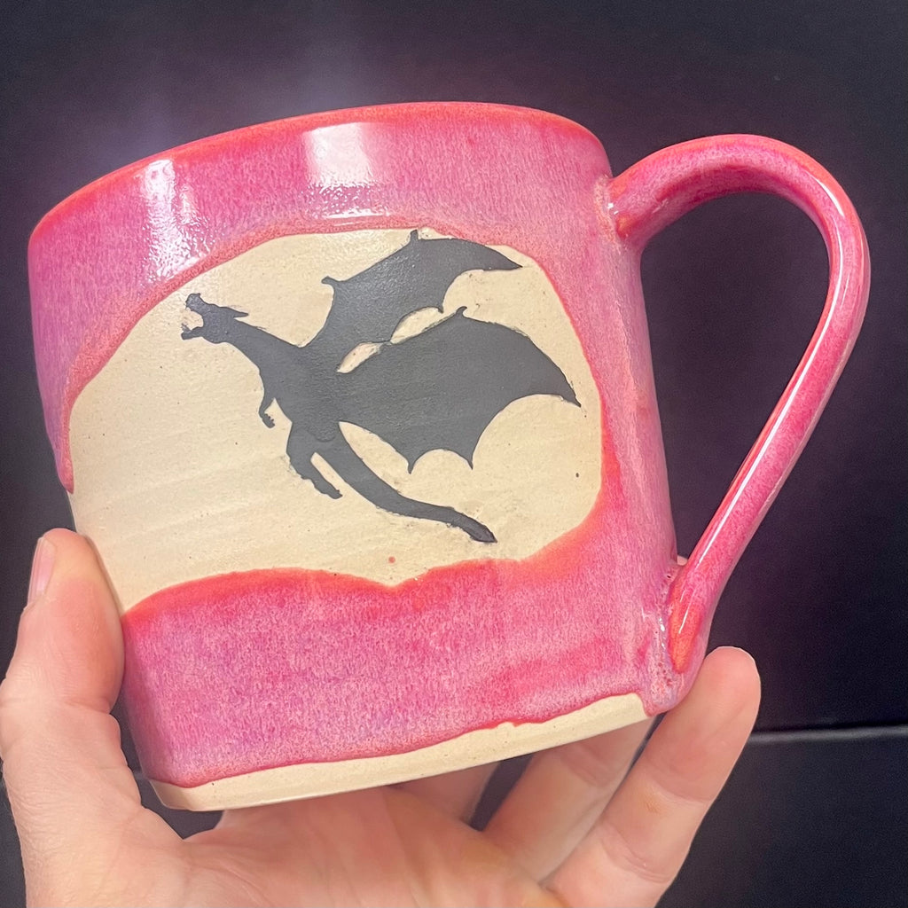 Hot Pink Three Dragon Mug