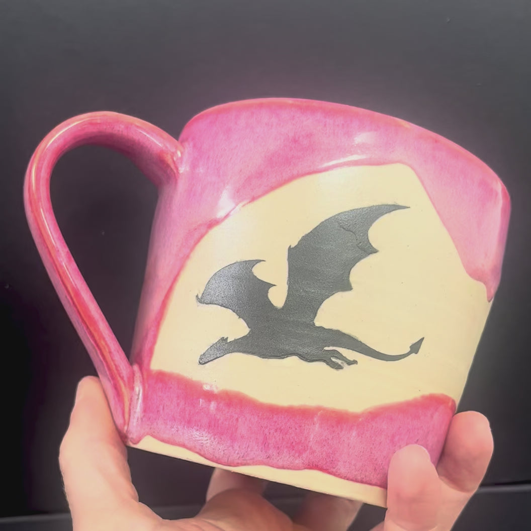 Hot Pink Three Dragon Mug