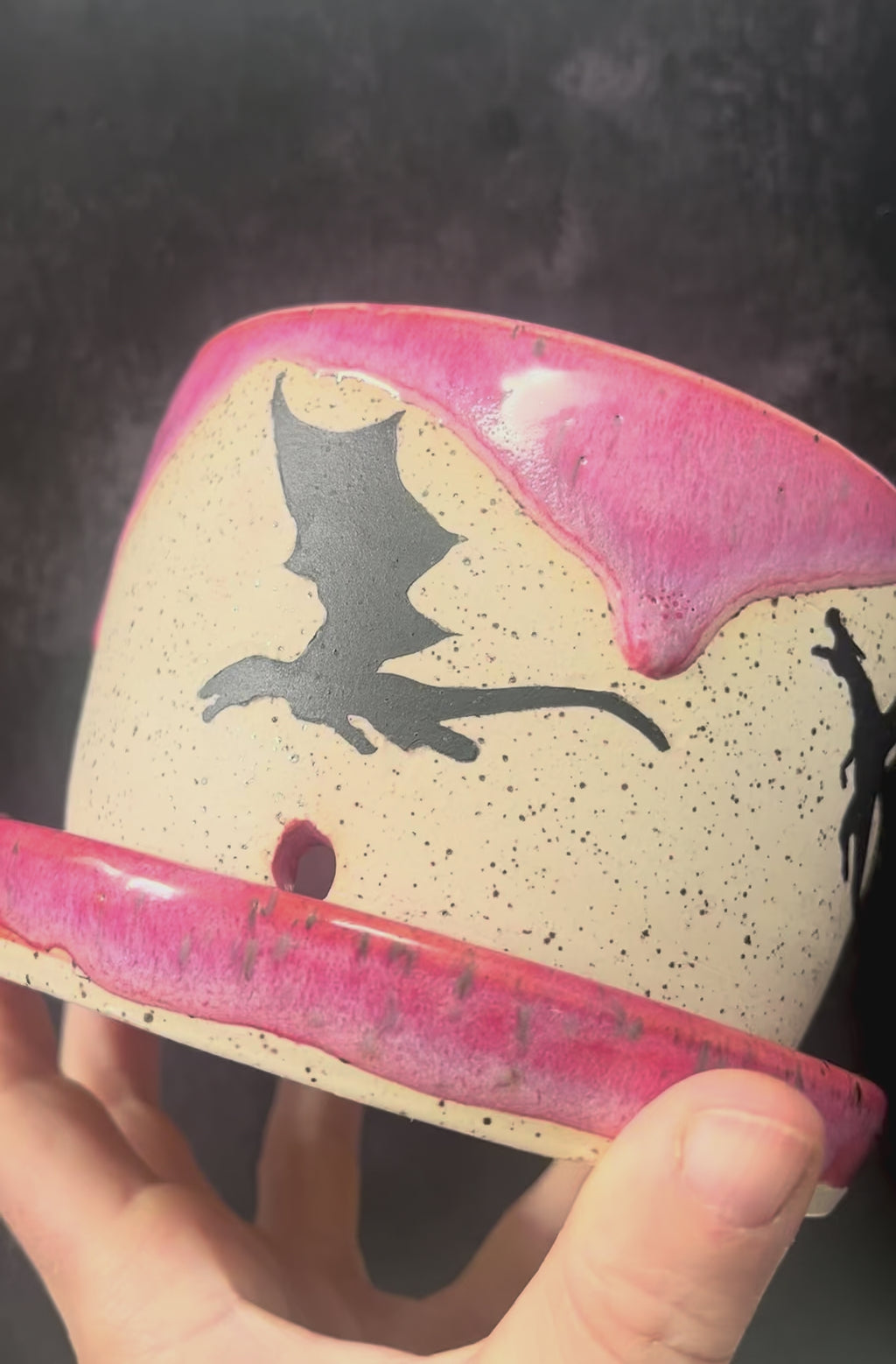 Hot Pink Three Dragon Planter