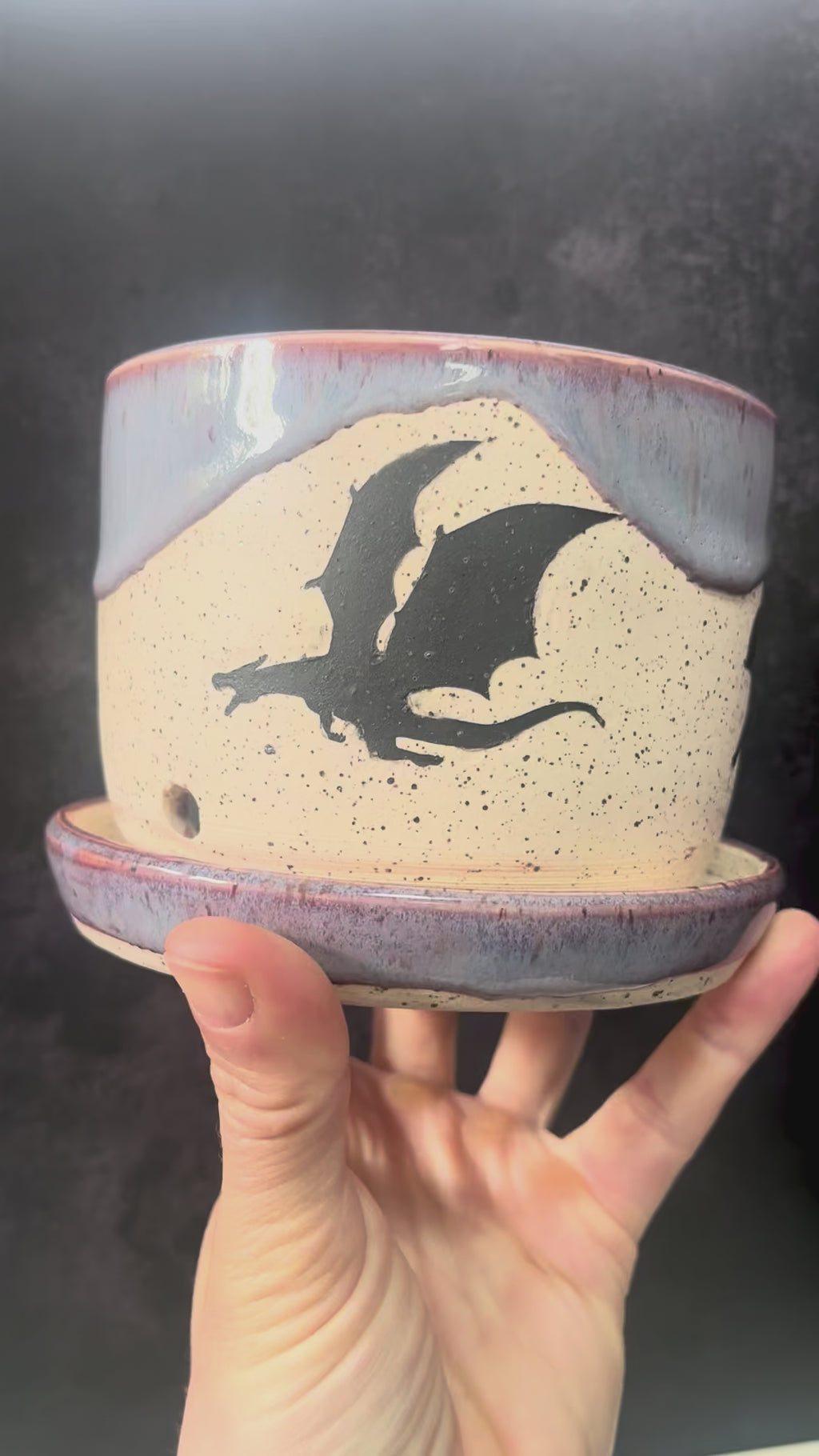 Periwinkle Three Dragon Planter