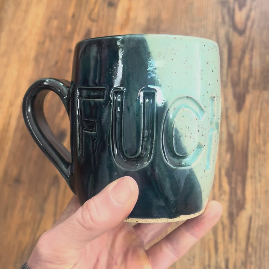 light and dark blue fuck ICE mug