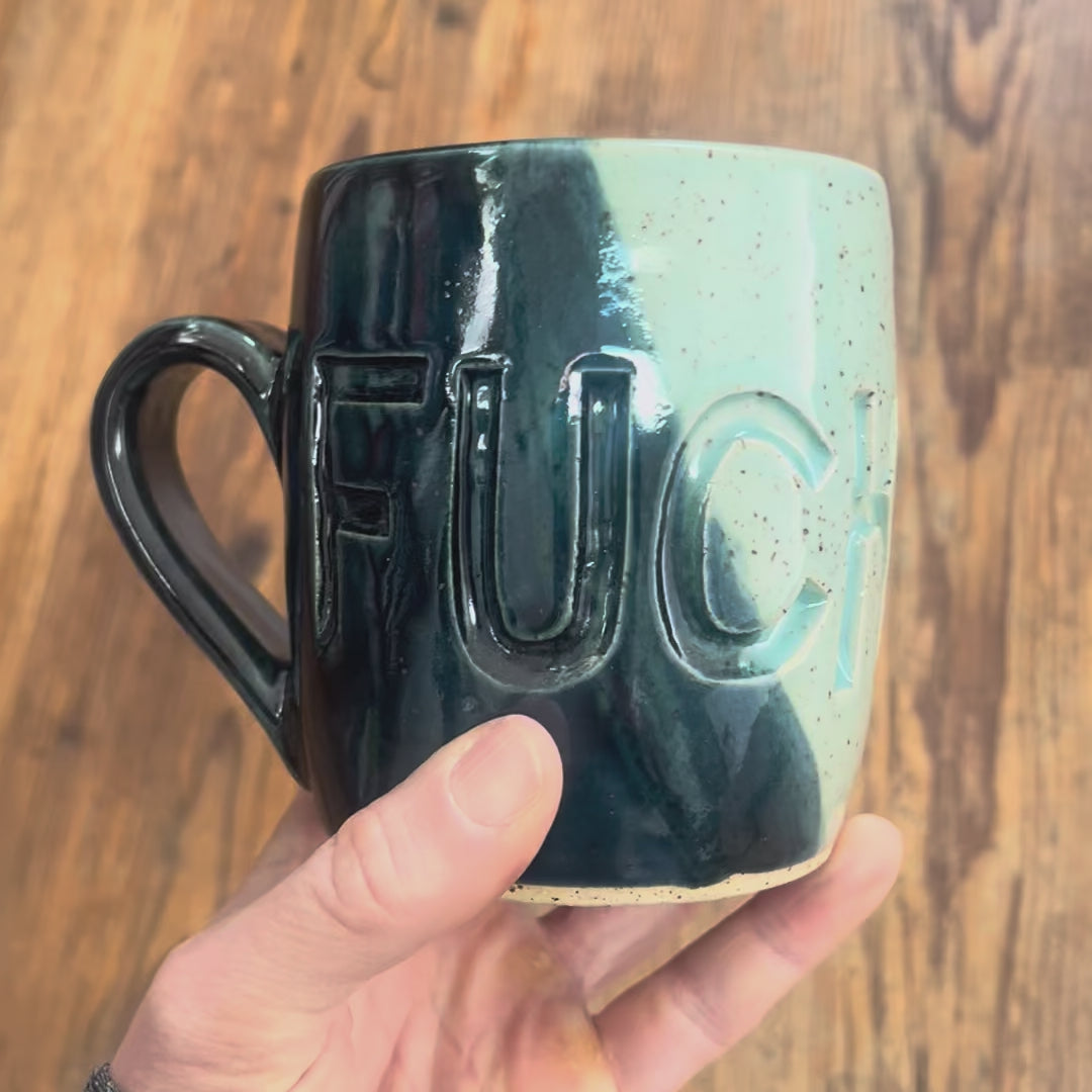 light and dark blue fuck ICE mug